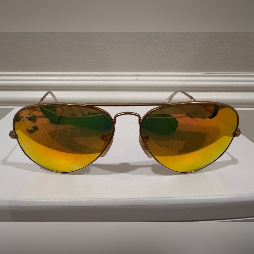 Ray-Ban - Flash Aviator Sunglasses with Gold Frame and Yellow Lenses